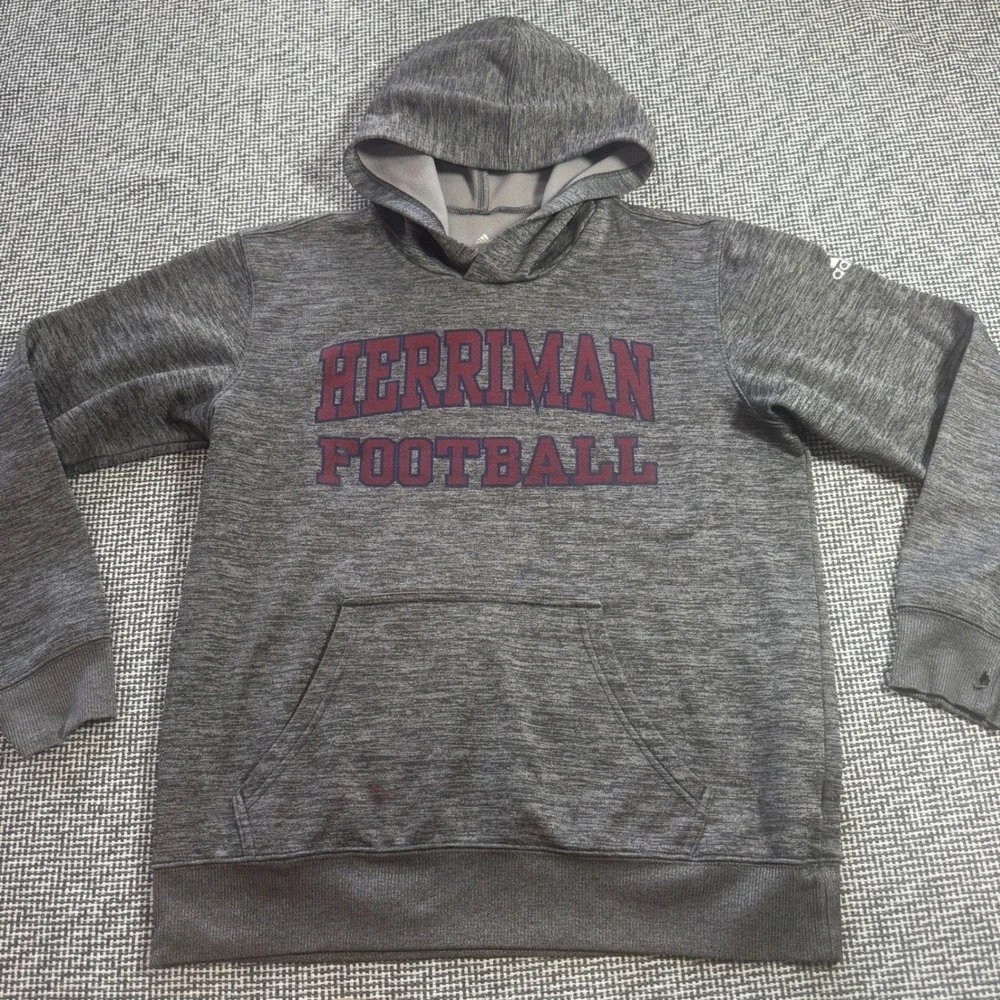Adidas Herriman Football Climawarm Hoodie Mens Medium Grey Heather Pullover Utah